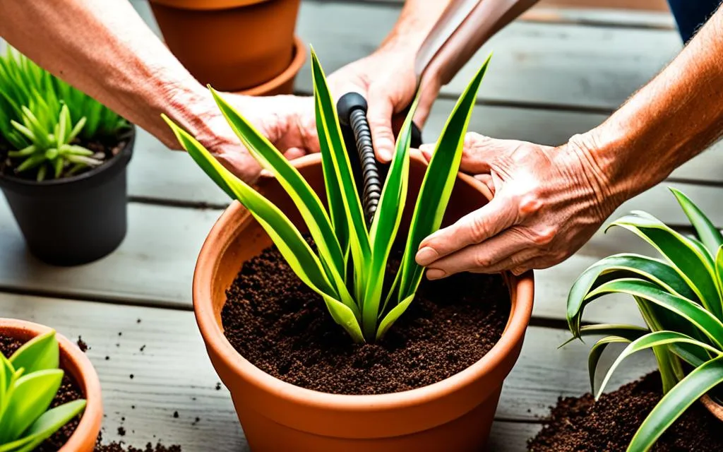 how to repot a snake plant